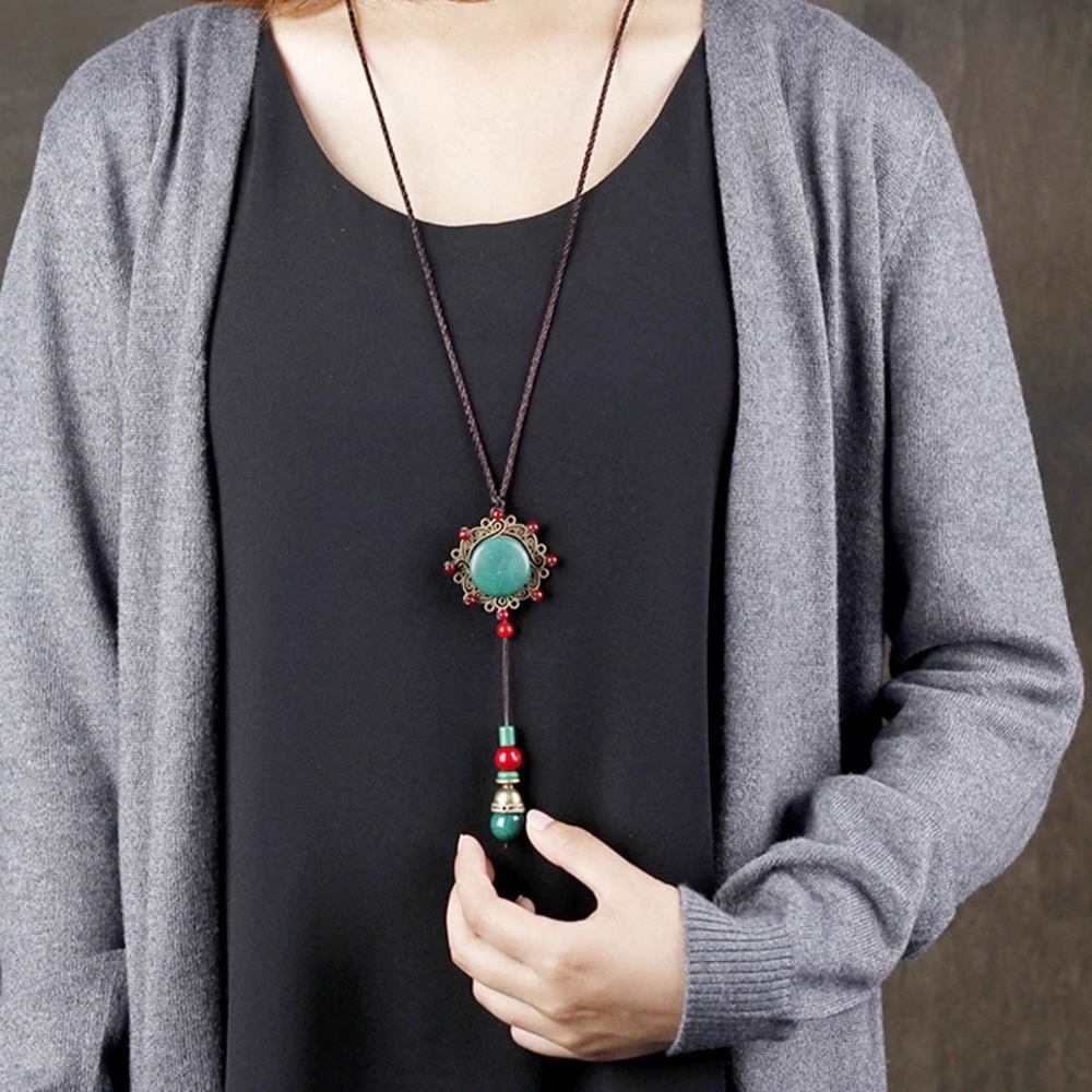 Long Flower Maxi Necklace